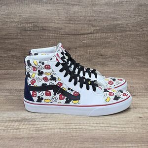 Vans Sk8-Hi Disney Mickey Mouse Mens Size 6.5 Women's Size 8 White Sneakers